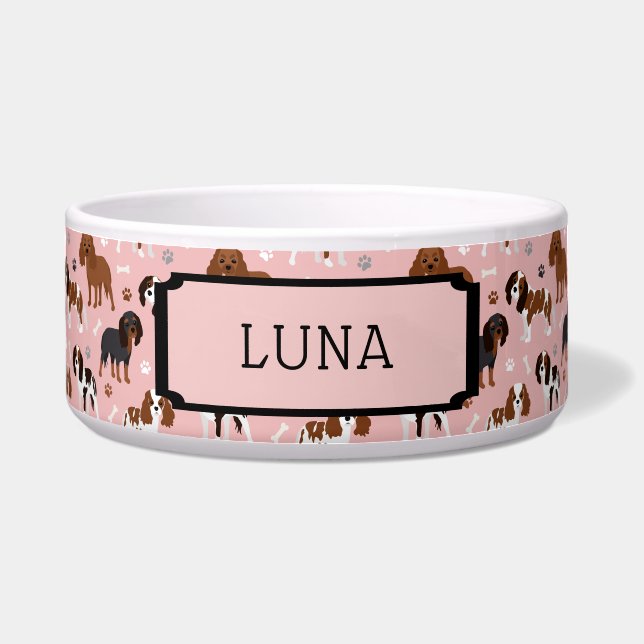 Comedero Nombre personalizado Cavalier King Charles Spaniel (Frente)