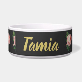 Comedero Nombre personalizado de flor rosa