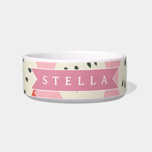 Comedero Nombre Personalizado de Fresa Rosa Lindo para Chic