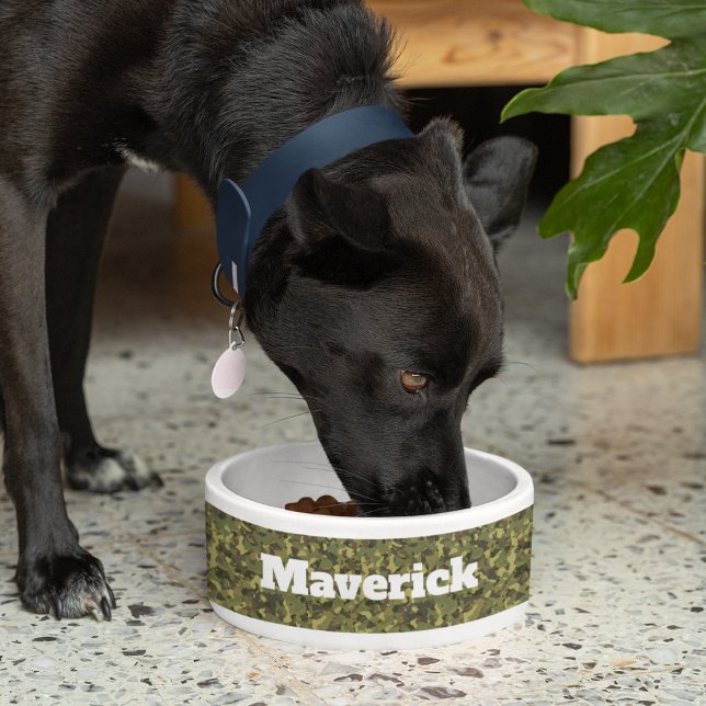 Comedero Nombre personalizado del Mascota de comida Guay Gr (Camo Pet Food Dish Personalized with Cat or Dog's Name )