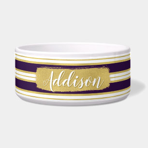 Comedero Nombre personalizado del patrón de banda dorada pú