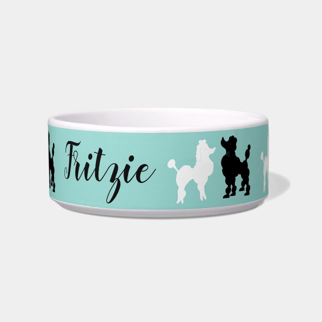 Comedero Nombre personalizado del retro 1950's White & Blac (Frente)