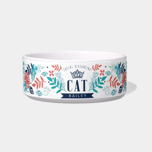Comedero Nombre personalizado Diseño de gatos y flores a di