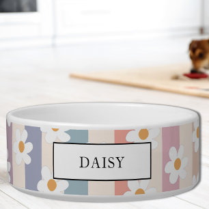 Comedero Nombre personalizado Flores Pastel Rayas Mascota