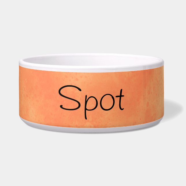 Comedero Nombre Personalizado Naranja Tropical Tazón cerámi (Frente)