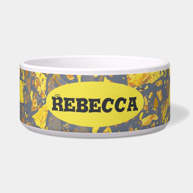 Comedero Nombre personalizado Patrón moderno de oro Terrazz (Frente)