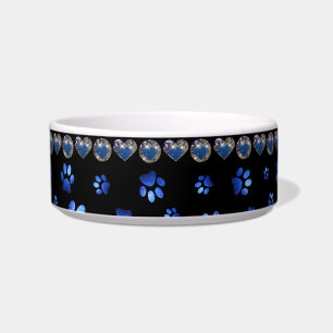Comedero Nombre personalizado, perras de perro purpurina az