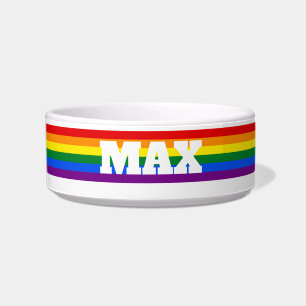 Comedero Nombre personalizado Perro arco iris