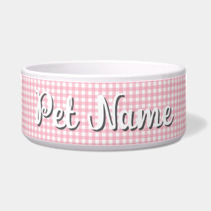 Comedero Nombre personalizado Pink Checkerboard Pet Bowl