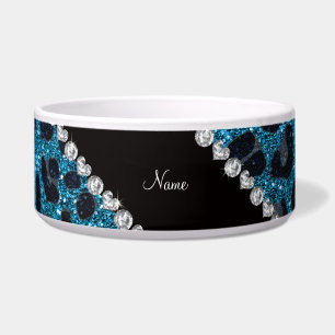 Comedero Nombre personalizado purpurina azul cielo impresió