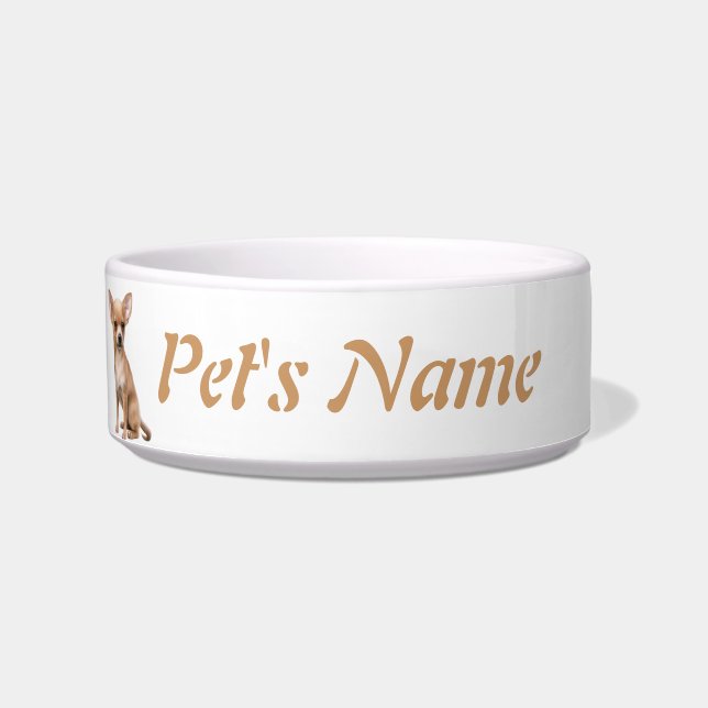 Comedero Nombre personalizado y foto Chihuahua, Mascota, pe (Frente)