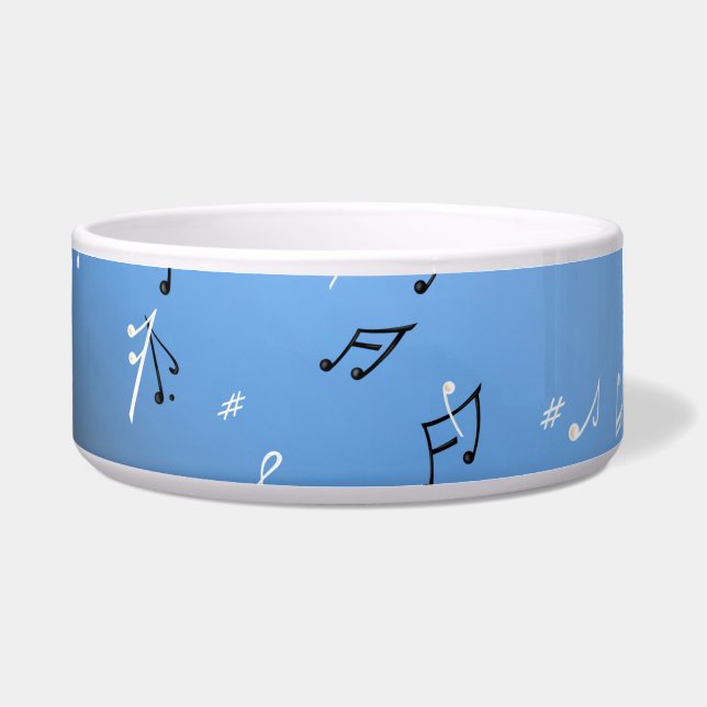 Comedero Notas Musicales Blue Moon Ceramic Pet Bowl (Frente)