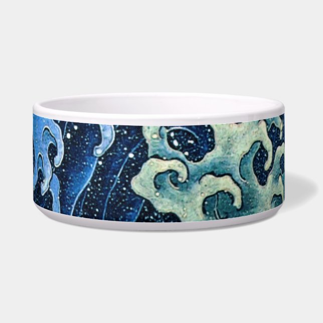 Comedero Océano vintage de ola femenina de Hokusai (Frente)