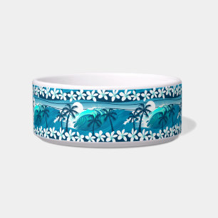 Comedero Ola de surf tropical con palmeras