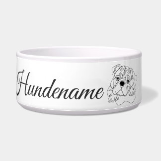 Comedero Old English Bulldogge Line Art personalized bowl