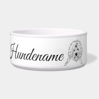 Comedero Old English Sheepdog Line Art personalized bowl