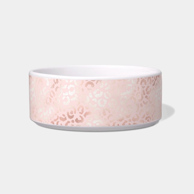 Comedero Ombre de impresión de leopardo de glam rosado Girl (Frente)