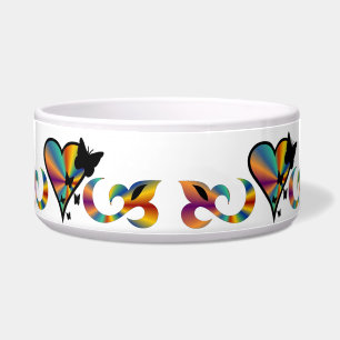 Comedero Ornamentos Rainbow Heart con mariposa y Lily