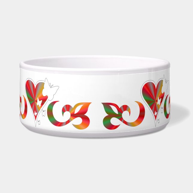Comedero Ornamentos Rainbow Heart con mariposa y Lily (Frente)