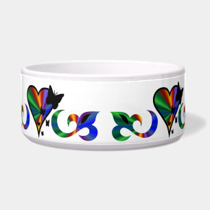 Comedero Ornamentos Rainbow Heart con mariposa y Lily