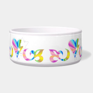 Comedero Ornamentos Rainbow Heart con mariposa y Lily
