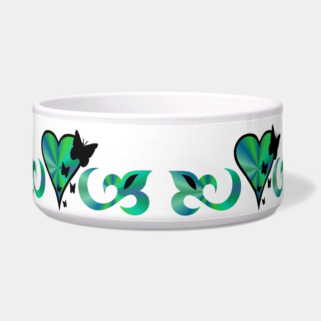 Comedero Ornamentos Rainbow Heart con mariposa y Lily (Frente)