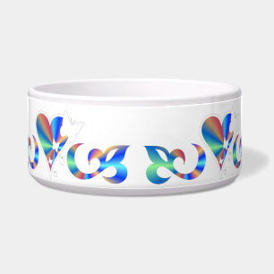 Comedero Ornamentos Rainbow Heart con mariposa y Lily