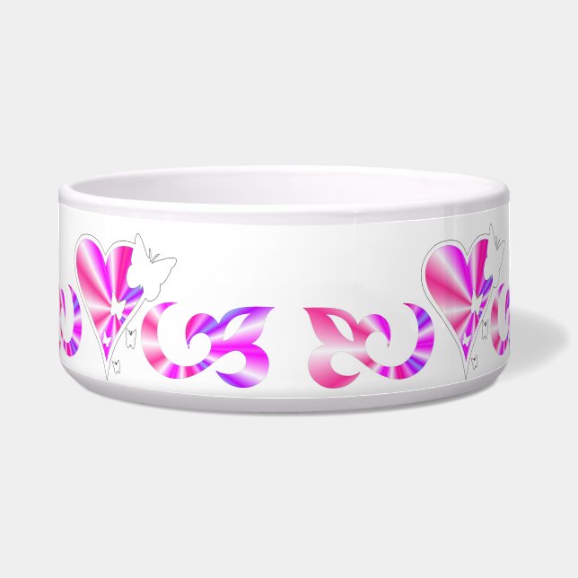 Comedero Ornamentos Rainbow Heart con mariposa y Lily (Frente)