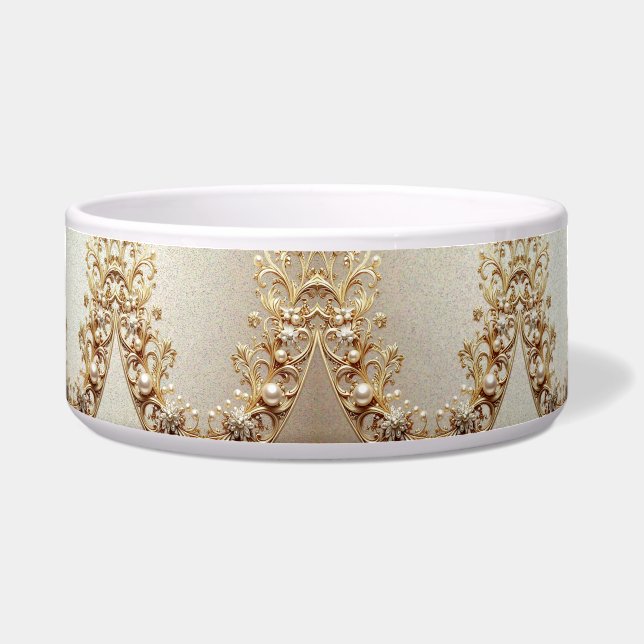 Comedero Ornate Gold Flourish Pet Bowl (Frente)