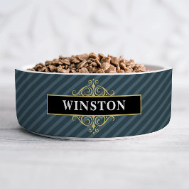 Comedero Oro Negro Personalizado con Franjas Finas