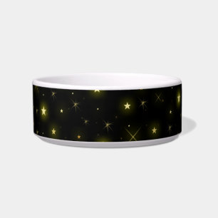 Comedero Oro personalizado y estrellas brillantes en negro