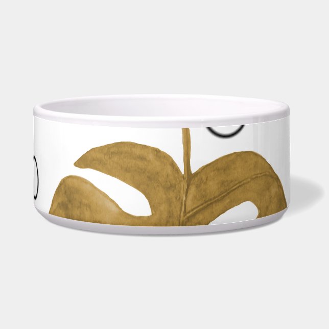 Comedero Oro tropical: acuarela de hoja de monstera (Frente)