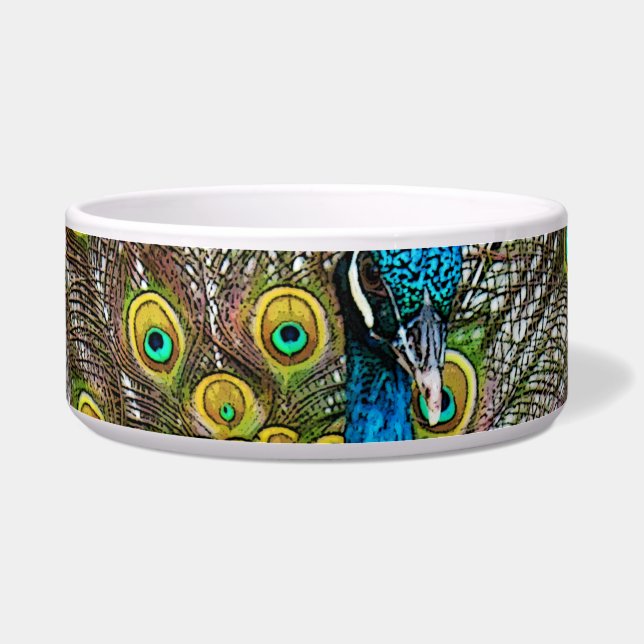 Comedero Pájaro de pavo real con desplome Verde azulado y d (Frente)