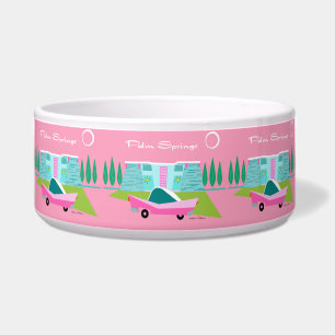 Comedero Palm Springs Retro Pink Ceramic Pet Bowl