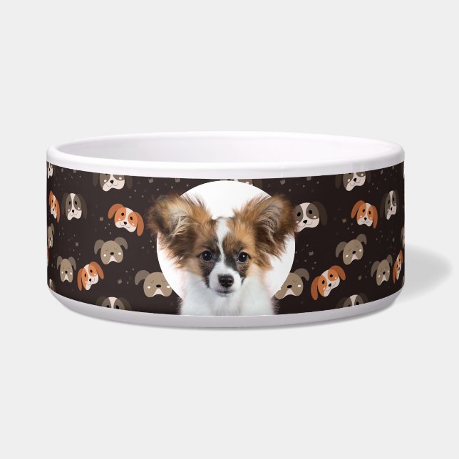Comedero Papillon Personalizado Photo & Name Dog Bowl (Frente)