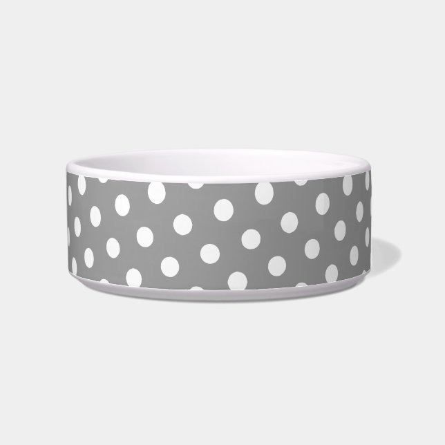 Comedero Paquetes de polka gris y blanco Monograma de cerdo (Derecha)