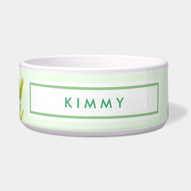 Comedero Para acuarela Mascota Día Amarillo Lilies Floral (Frente)