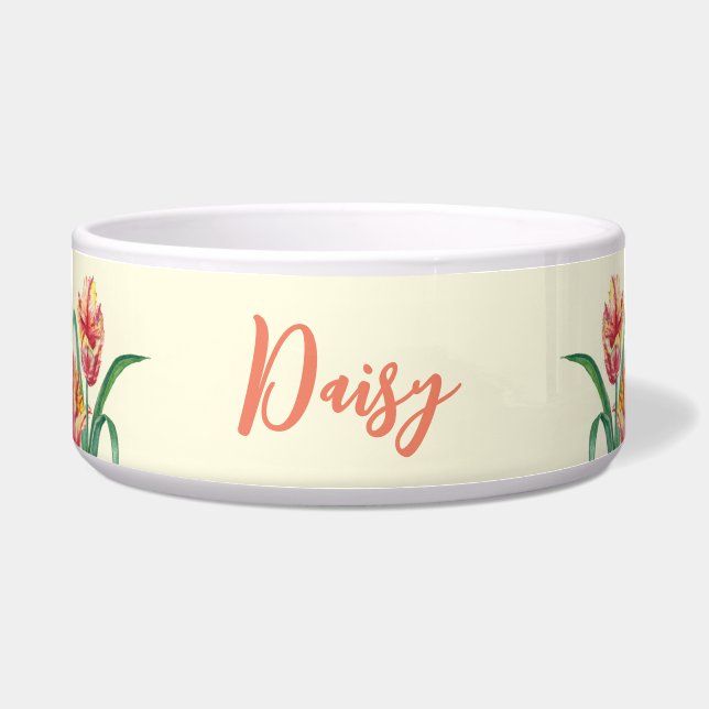 Comedero Para la acuarela Mascota Loro Amarillo Tulipano Pi (Frente)