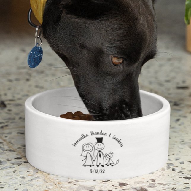 Comedero Pareja de Boda Linda con Nombre Personalizado Perr (Subido por el creador)