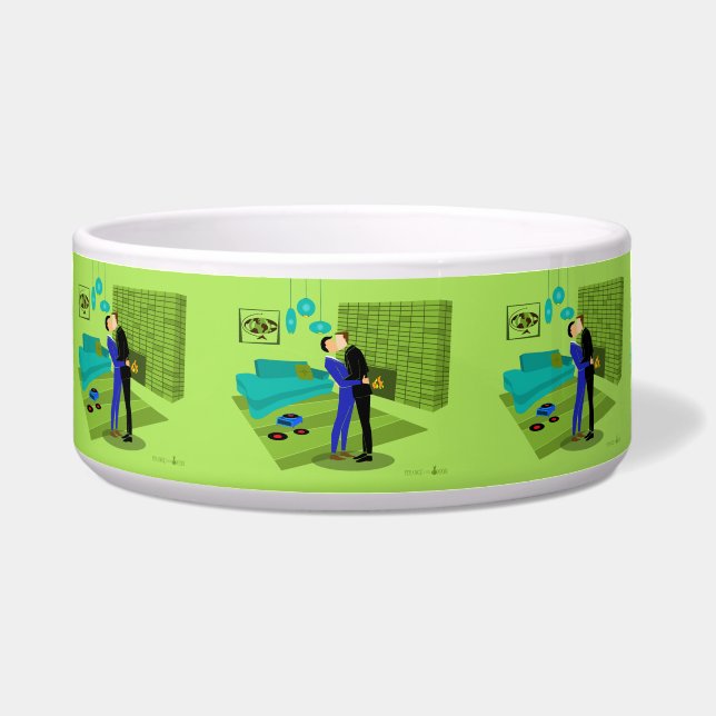 Comedero Pareja gay retro enamorada (Frente)