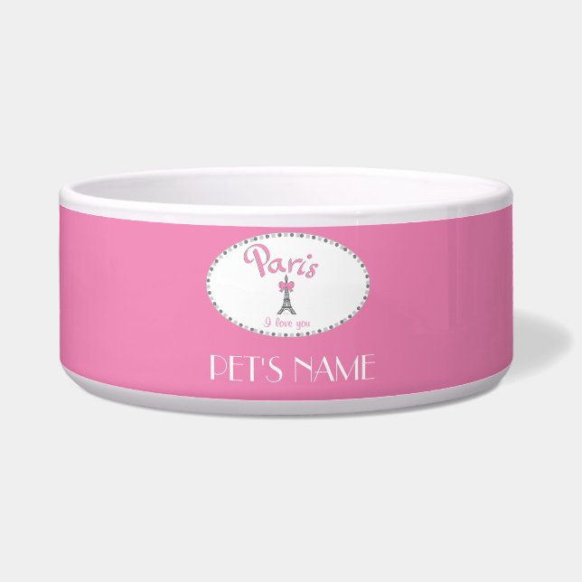 Comedero "Paris I Love You" - Personalizable (Frente)