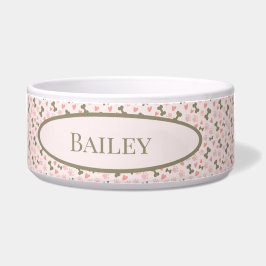 Comedero Pasta rosa, huesos y corazón Tazón cerámica para m