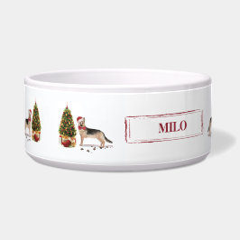 Comedero Pastor alemán Navidades graciosos perro con árbol