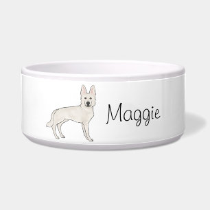 Comedero Pastor blanco suizo GSD blanco Perro con nombre