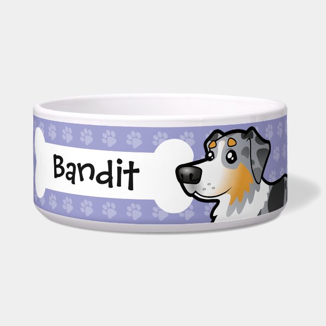 Comedero Pastor del australiano del dibujo animado (Frente)