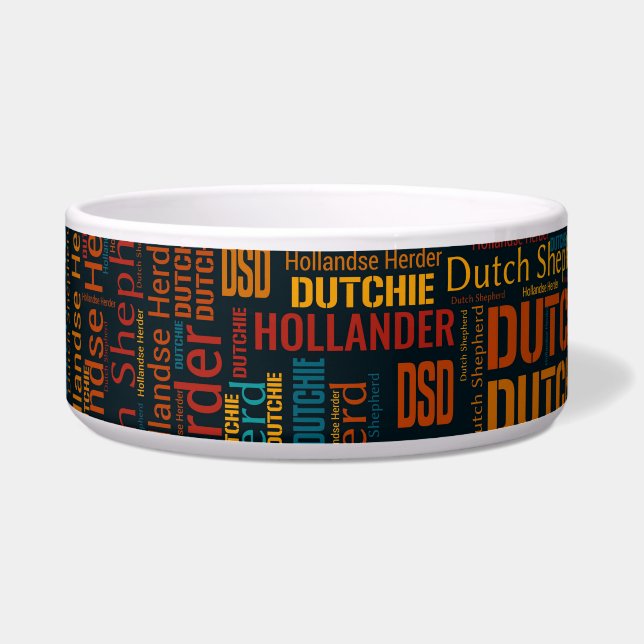 Comedero Pastor holandés - Patrón de arte de palabras (Frente)
