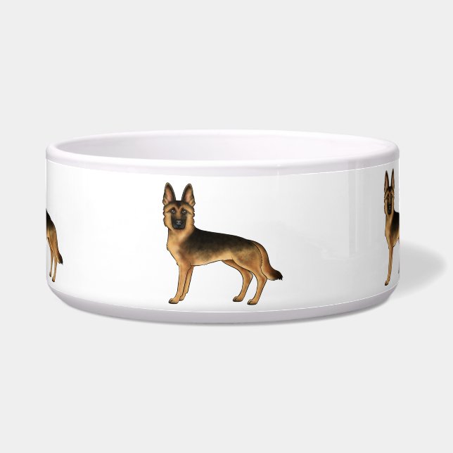 Comedero Pastores Alemanes Black And Tan Perros De Dibujos  (Frente)