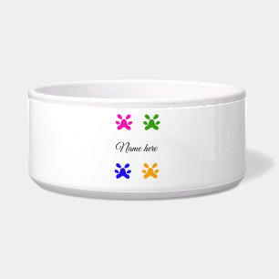 Comedero Pata de perro colorida mascota agregar texto nombr