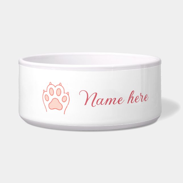 Comedero Pata de perro corazón rojo mascota agregar nombre  (Frente)
