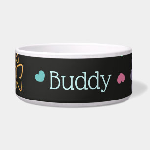Comedero Patas y Corazones Personalizados con Nombre
